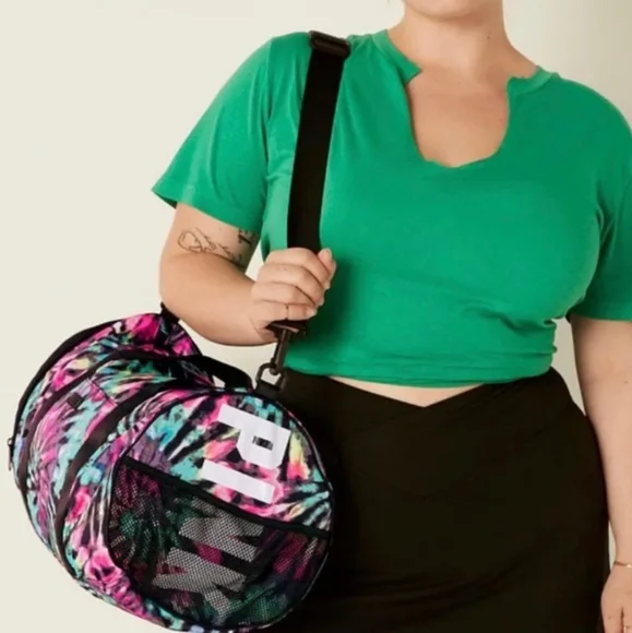 PINK Victoria’s Secret Logo Tie Dye Everyday Duffel Tote Bag Colorful Swirls New - Picture 6 of 16